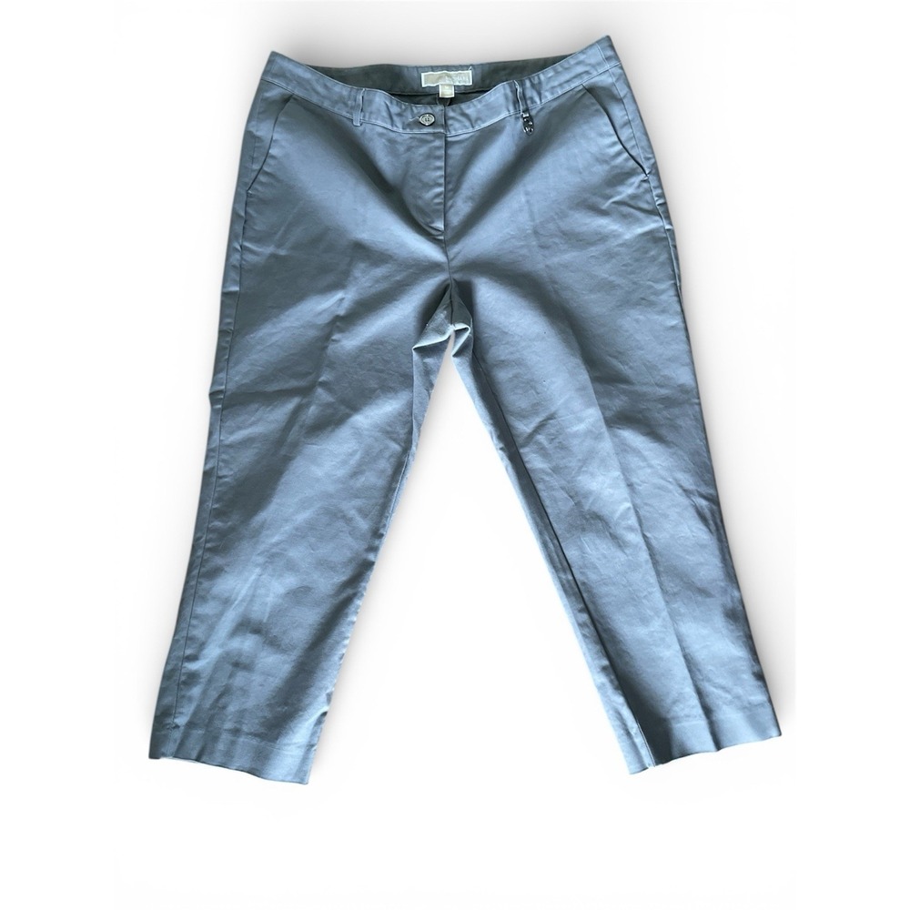 Michael Kors MK Cotton Capri Pants Women's 14  Stretch Cropped Stone Gray